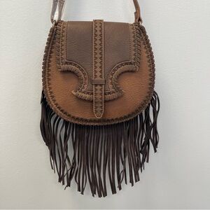 Justin Boot Women's Whipstitch Fringe Saddle Bag in Brown - NWT